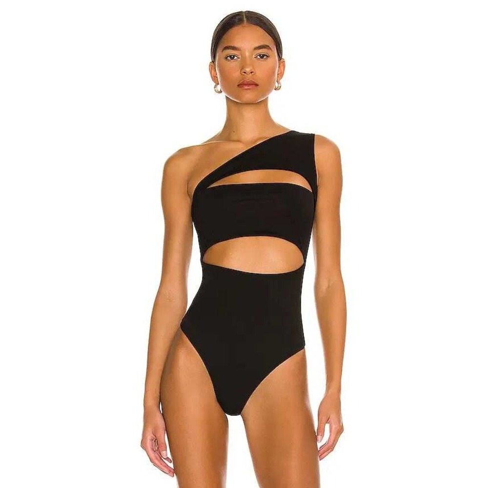 Superdown Tori Cut Out Bodysuit Black One Shoulder‎ Large